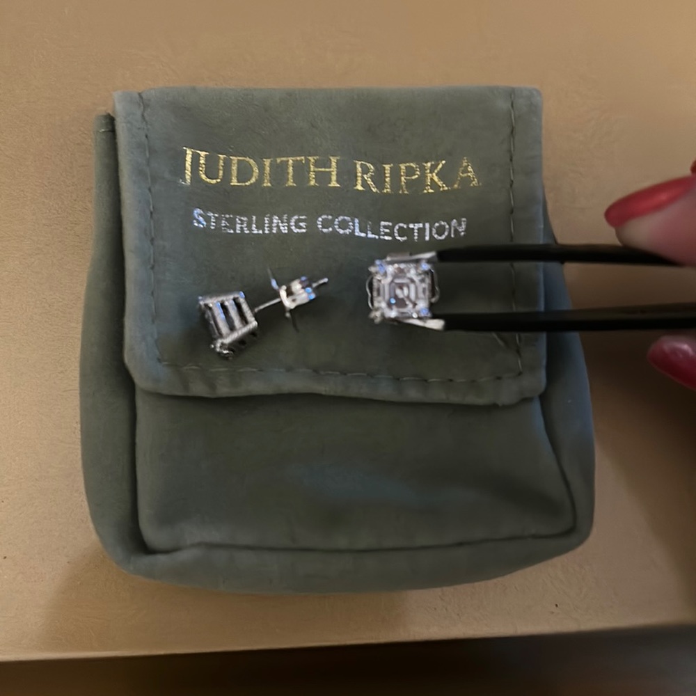 Judith Ripka Asscher Cut Studs